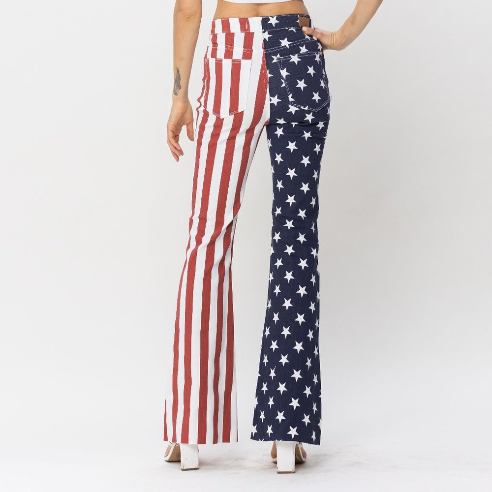 Judy Blue High Waist American Flag Print Flare Jean Size 5/27